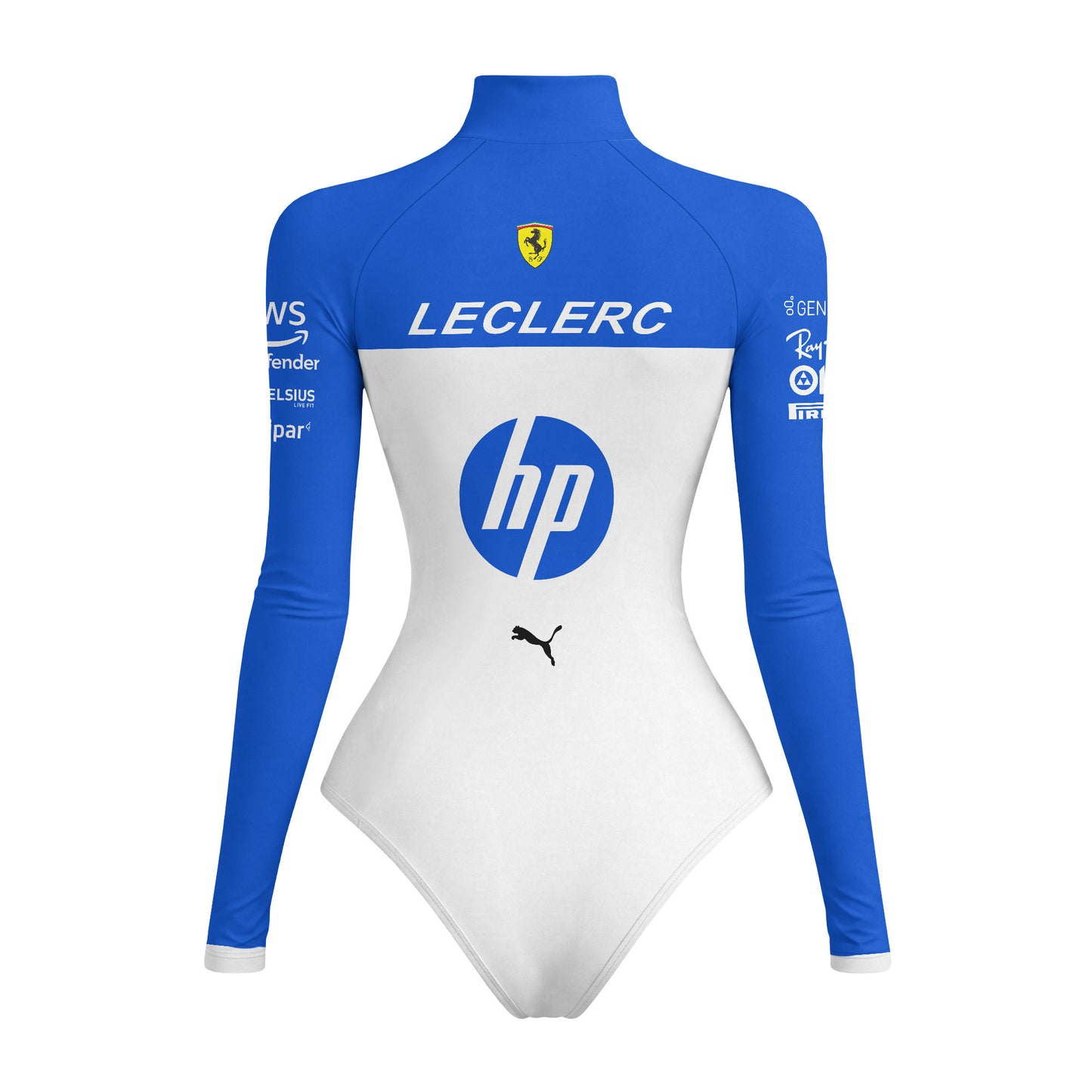 Charles Leclerc F1 Bodysuit | Blue & White Racing Suit