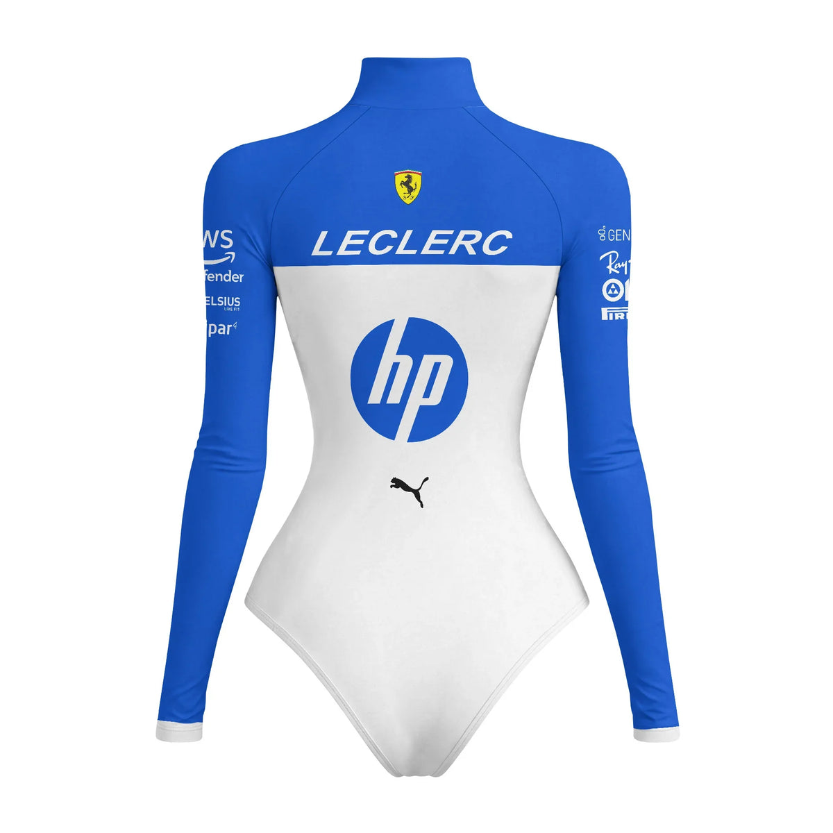 Charles Leclerc F1 Bodysuit | Blue & White Racing Suit