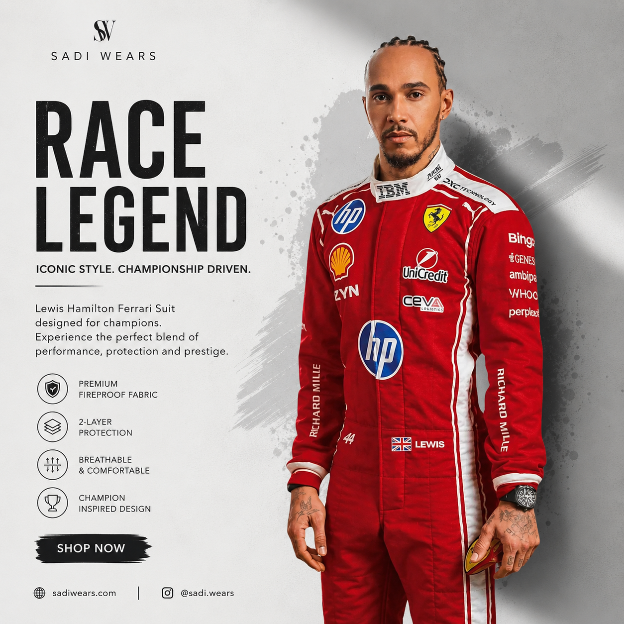 Lewis Hamilton Ferrari F1 Racing Suit 2026