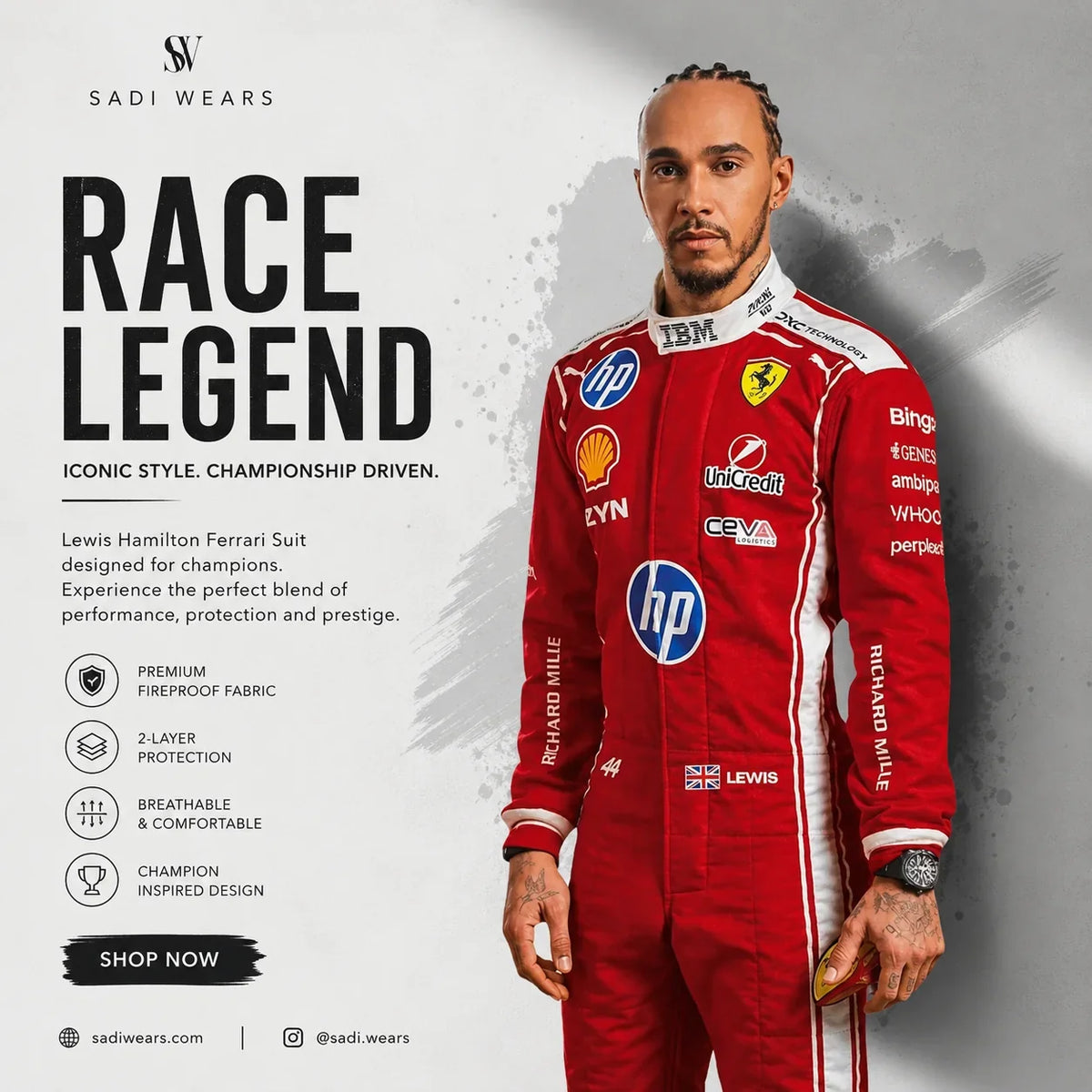 Lewis Hamilton Ferrari F1 Racing Suit 2026