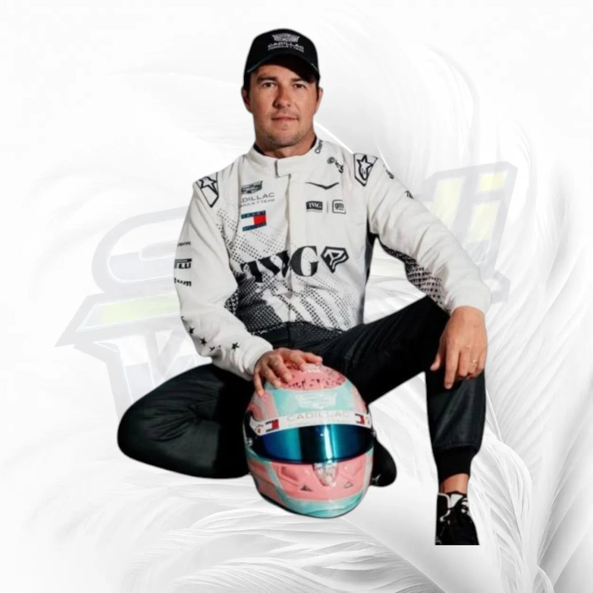 Cadillac F1 V Bottas racing suit 2026 white black full racing portrait