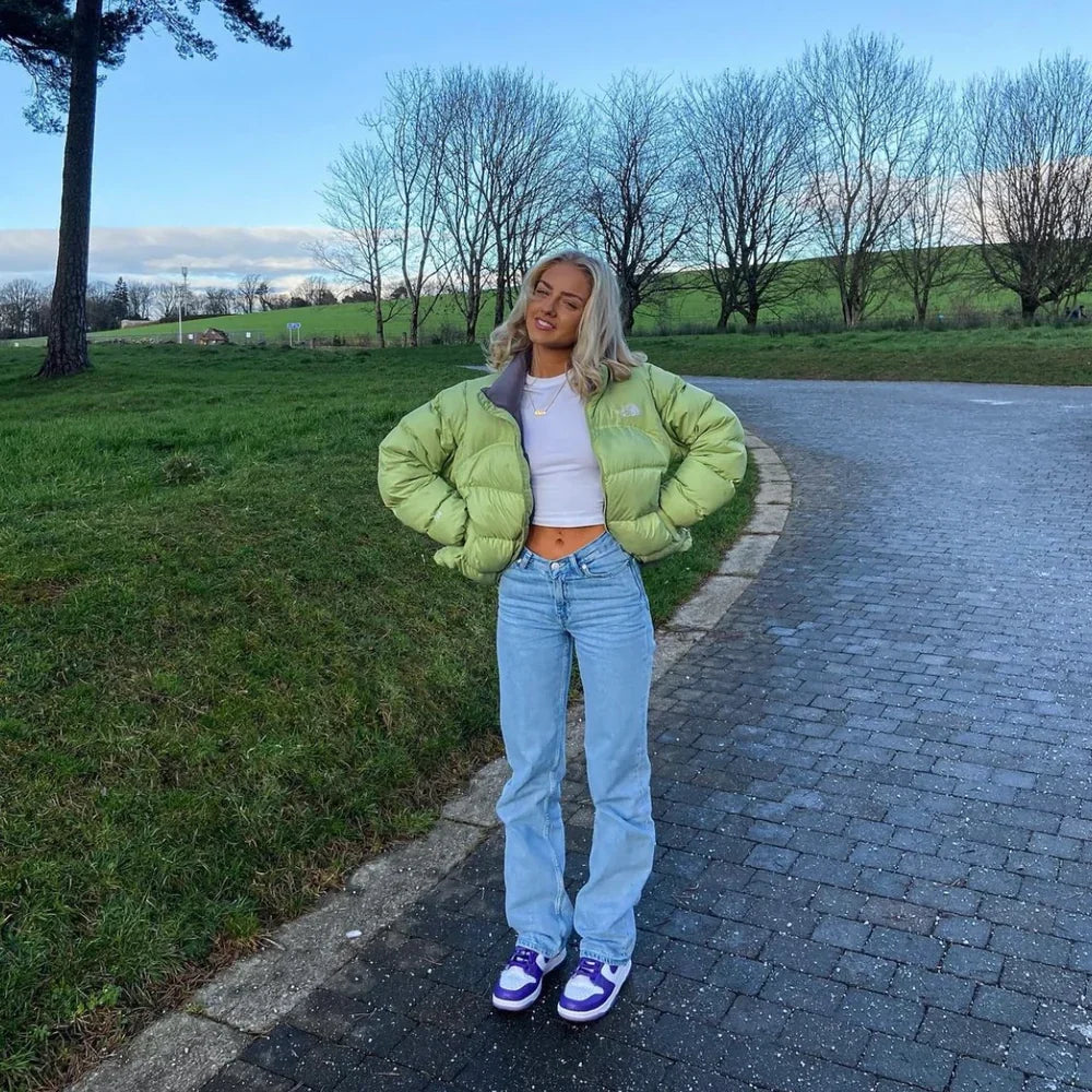 The North Face Womens Pastel Green Puffer Jacket
