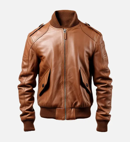 Men's Bomber Brown Leather Jacket
