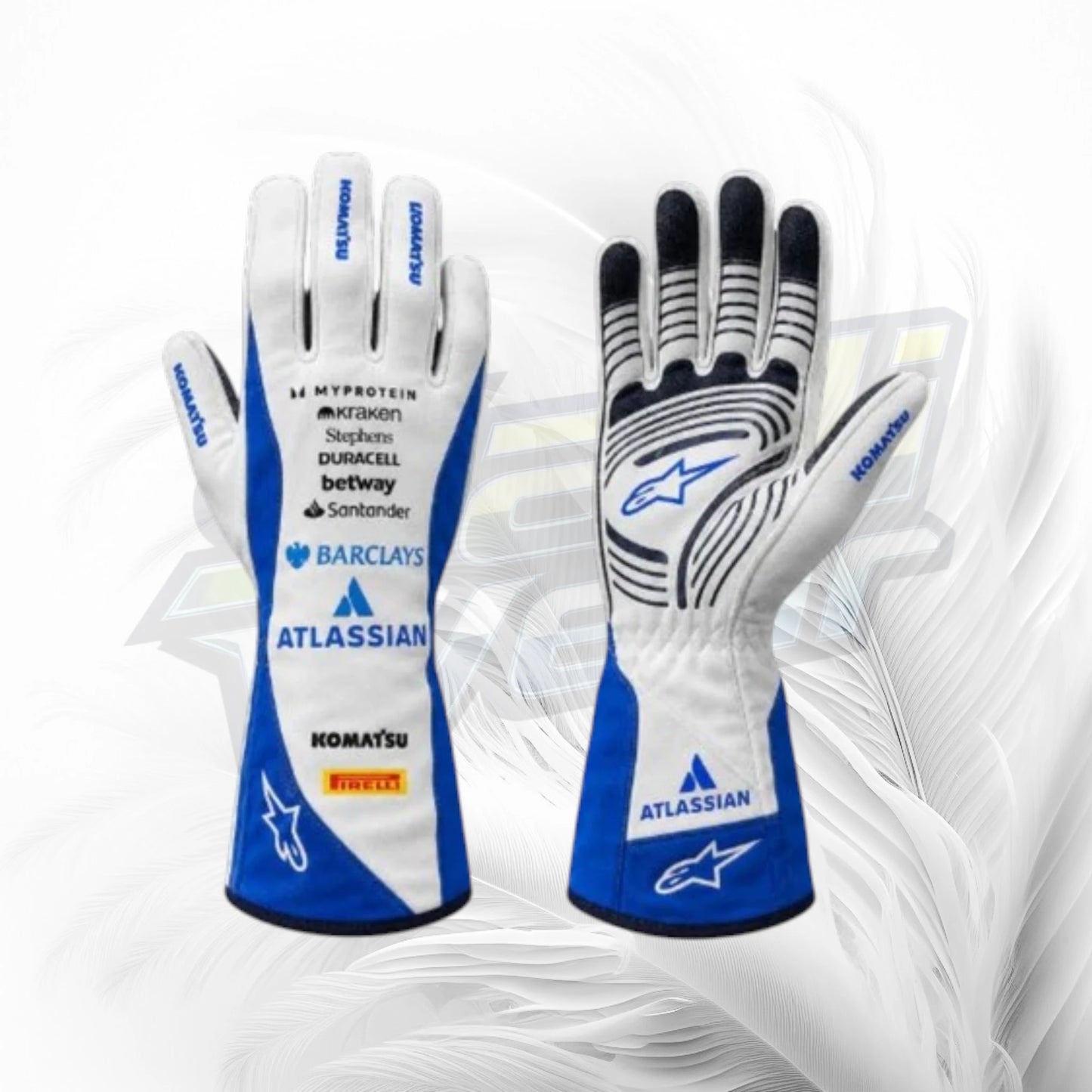 Williams-Inspired F1 Racing Gloves White Blue 2026