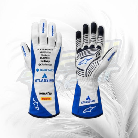 Williams-Inspired F1 Racing Gloves White Blue 2026