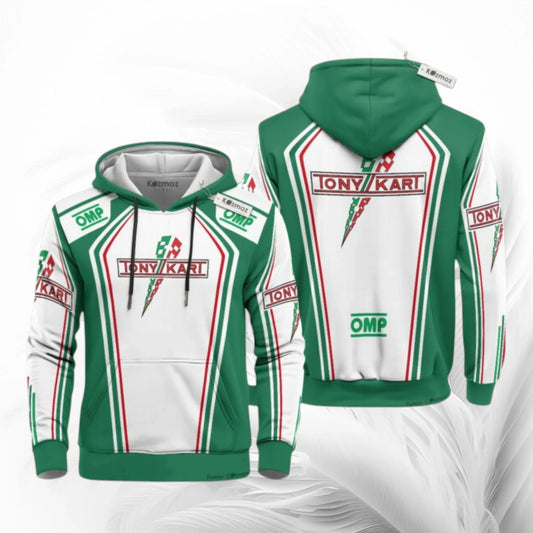 Tony Kart Racing Hoodie White Green
