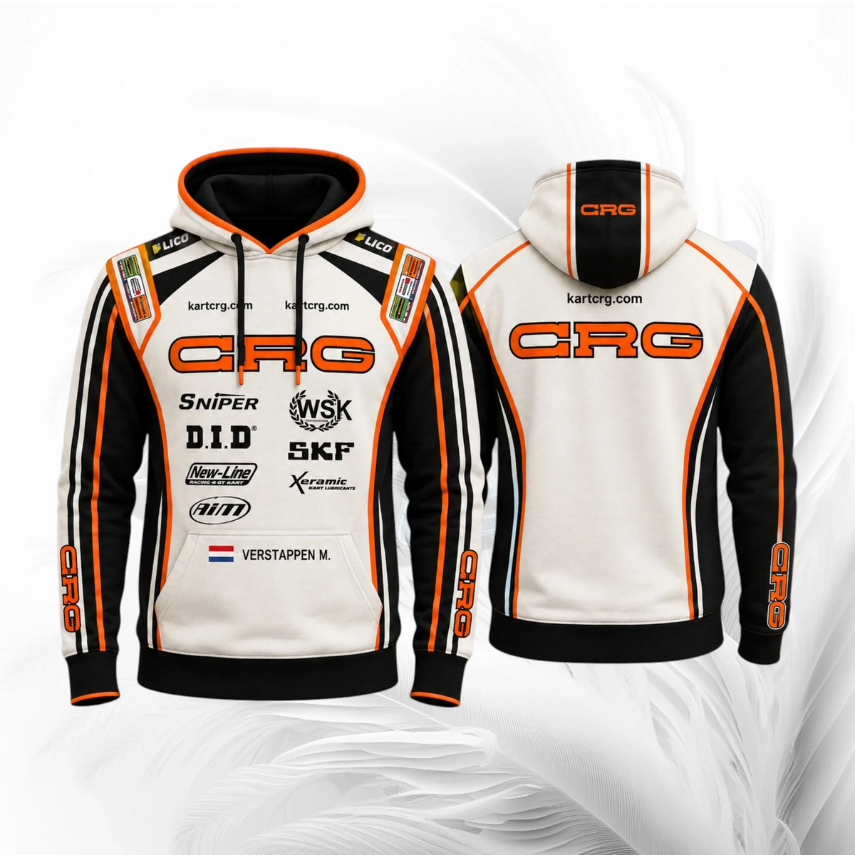 CRG Racing Hoodie White Black Orange