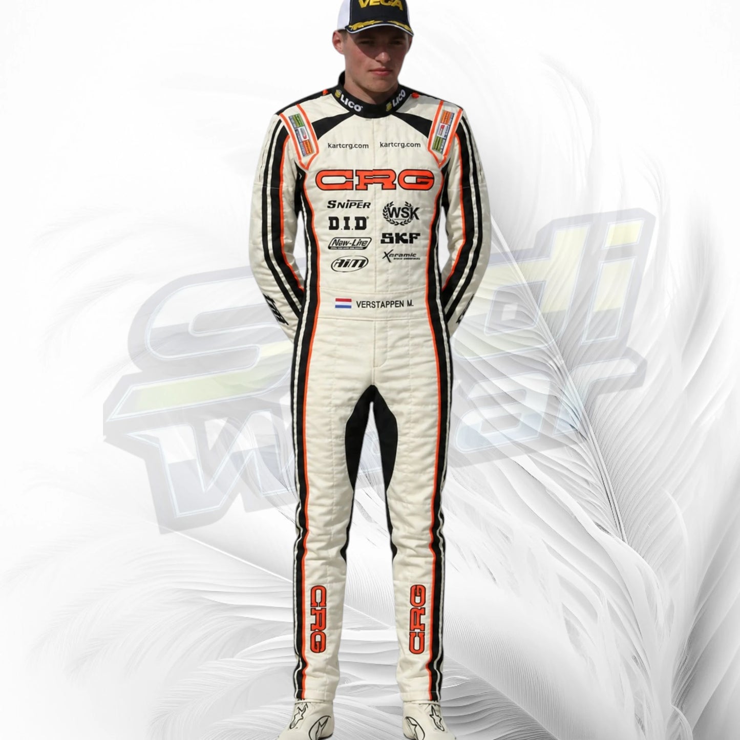 CRG Kart Racing Suit White & Orange