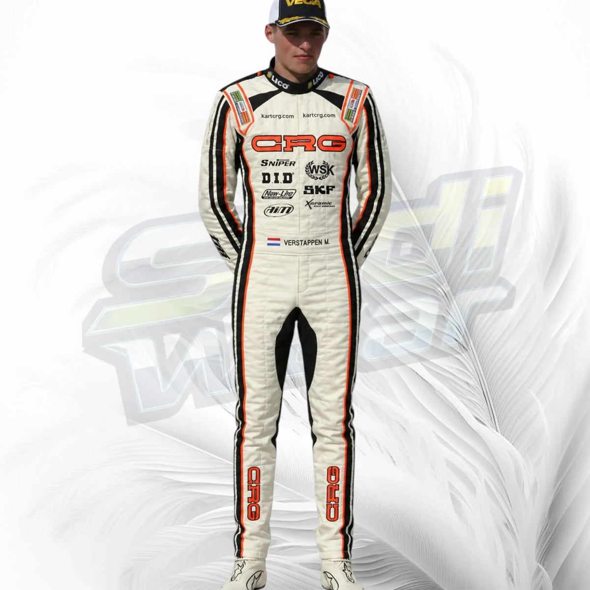 CRG Kart Racing Suit White & Orange