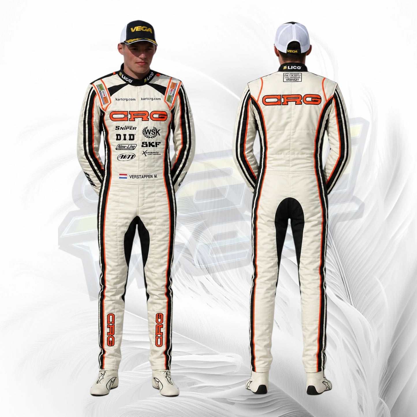 CRG Kart Racing Suit White & Orange