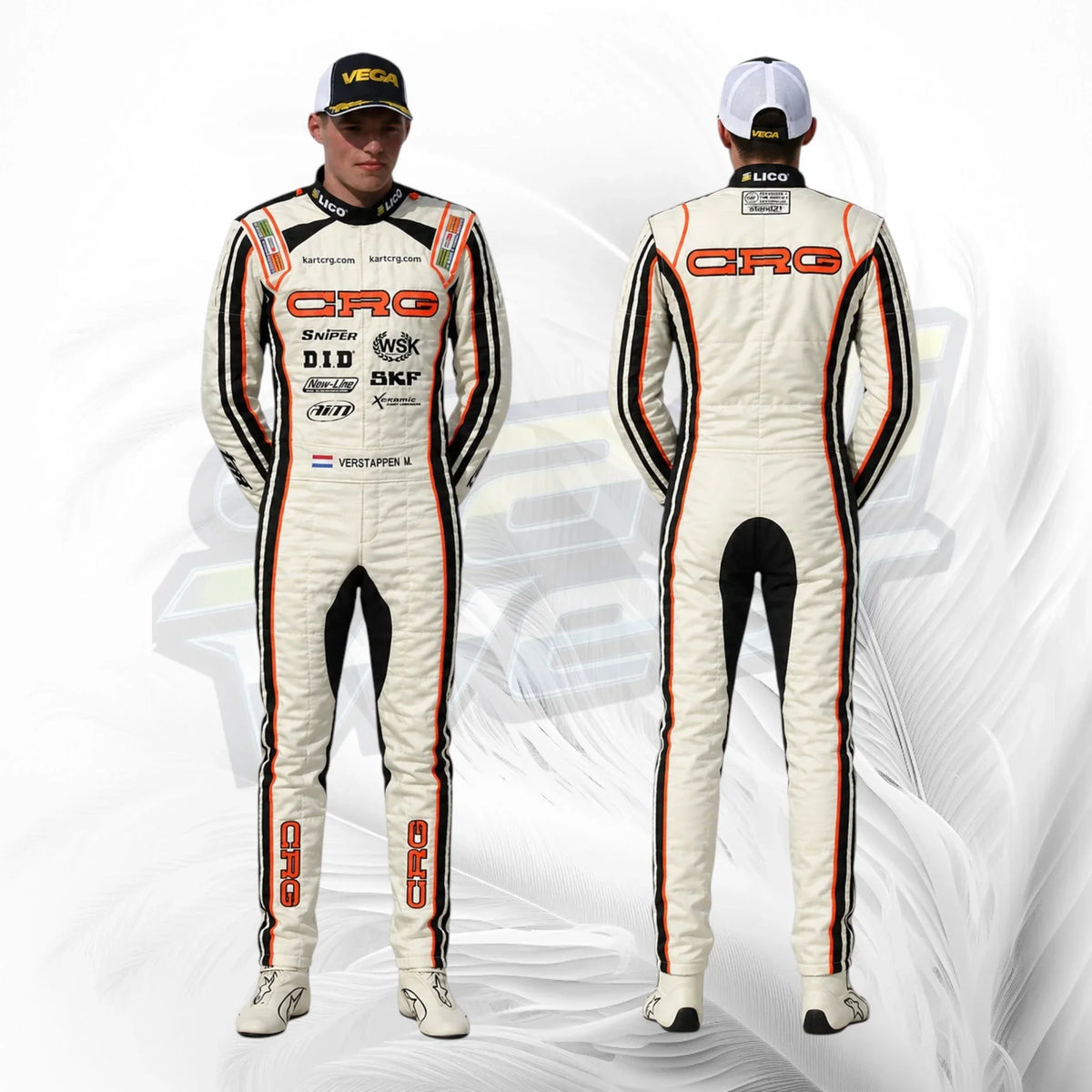 CRG Kart Racing Suit White & Orange