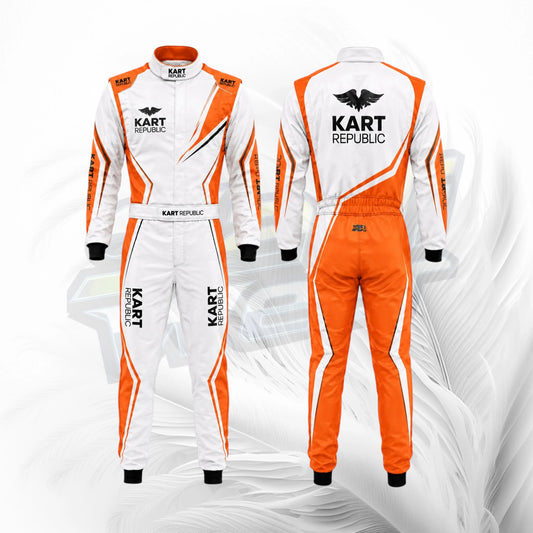 Kart Republic Orange White Racing Suit