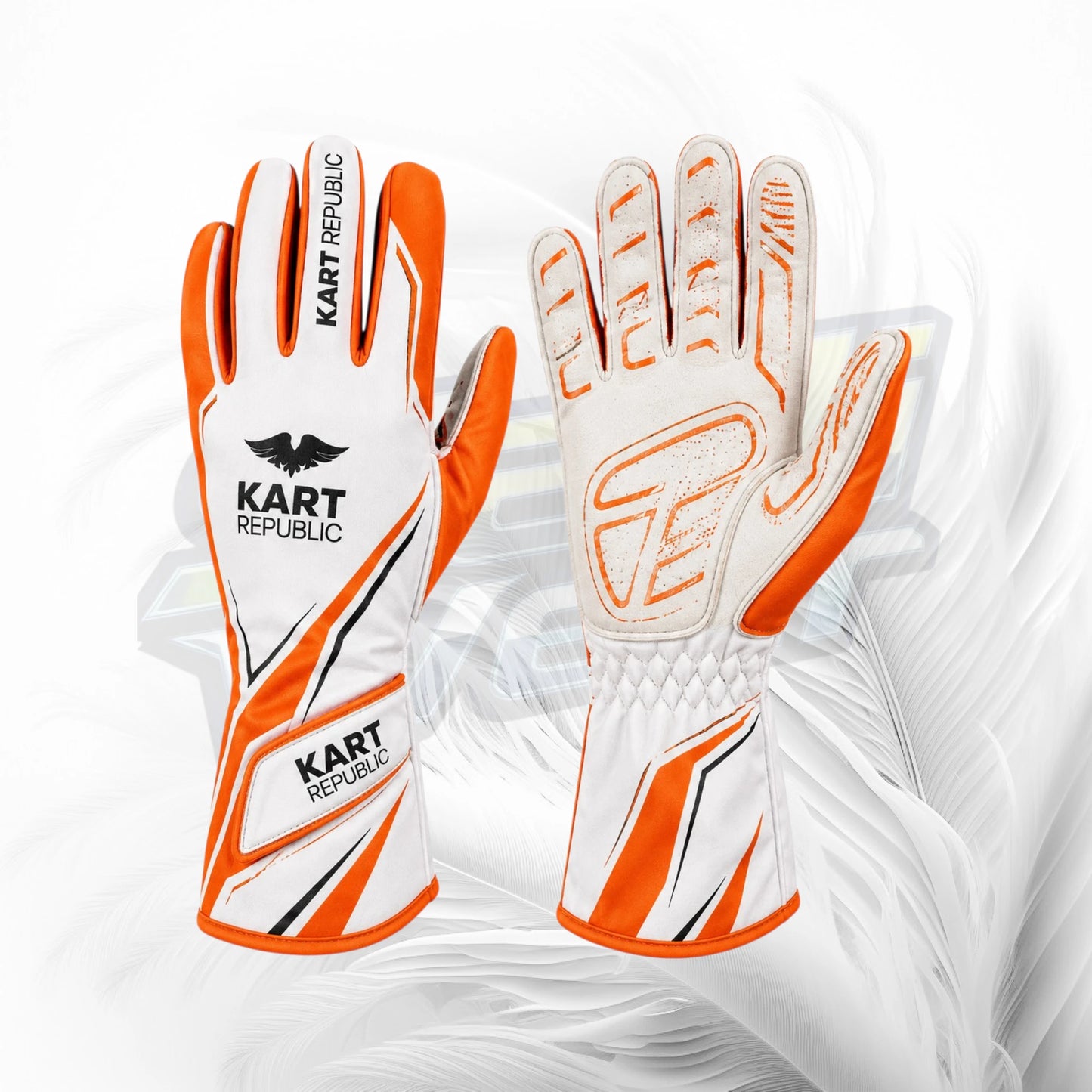 Kart Republic Orange & White Racing Gloves