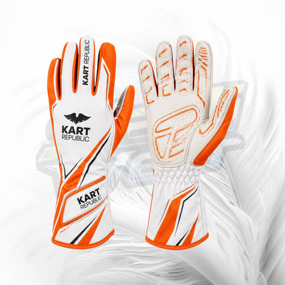 Kart Republic Orange & White Racing Gloves