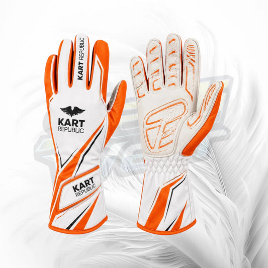 Kart Republic Orange & White Racing Gloves