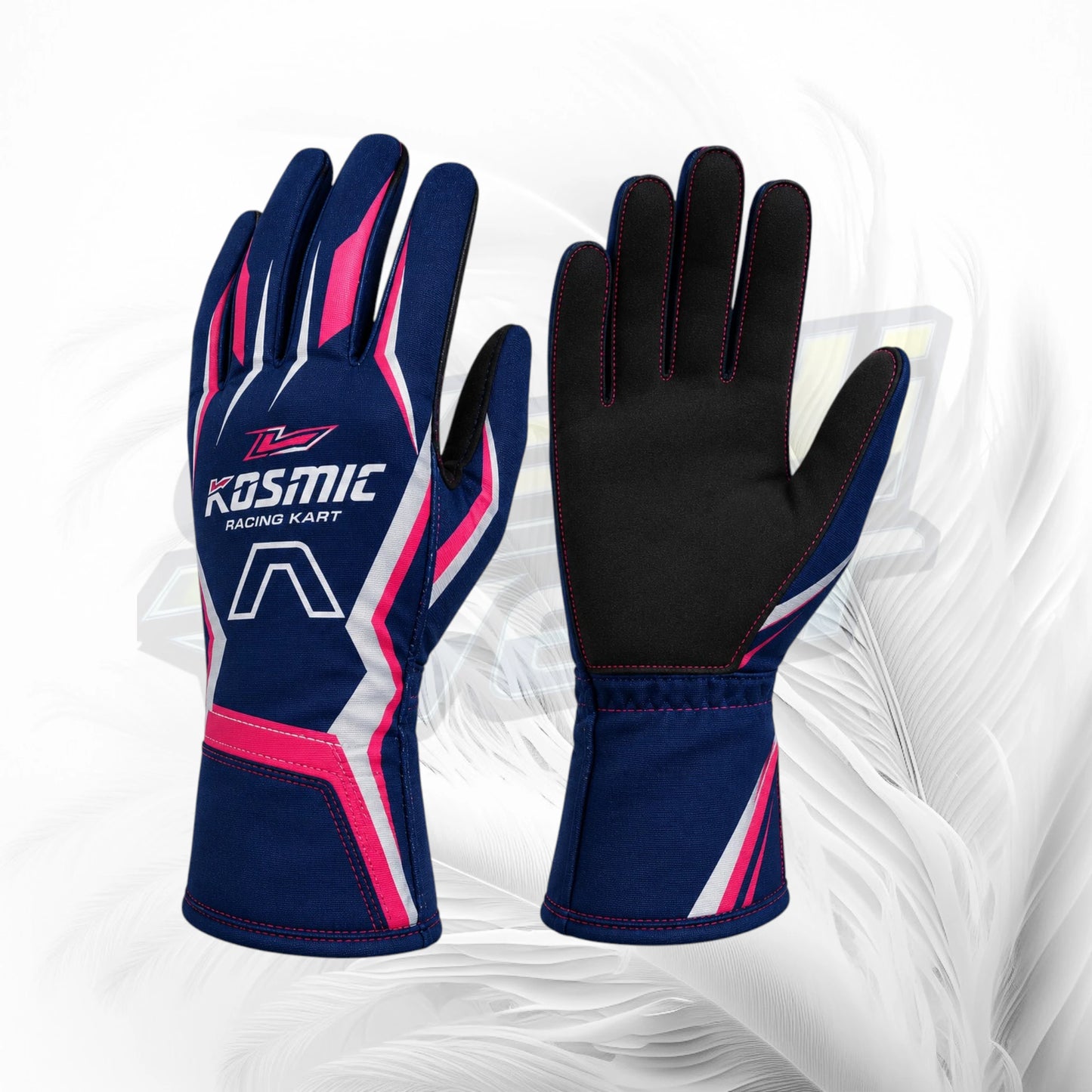 Kosmic Navy Blue Kart Racing Gloves