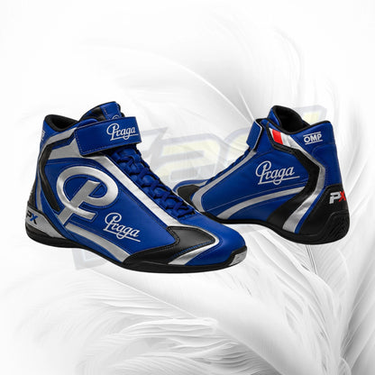 Custom Blue Black Silver Kart Racing Shoes