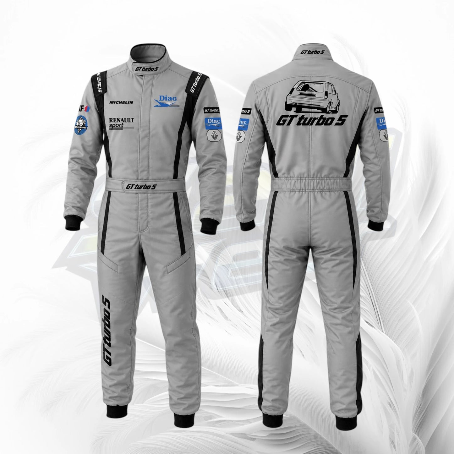 GT Turbo 5 Rally Racing Suit Grey | Premium Motorsport Racewear