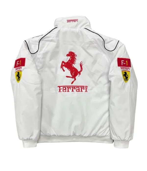 Ferrari F1 Vintage White Racing Jacket
